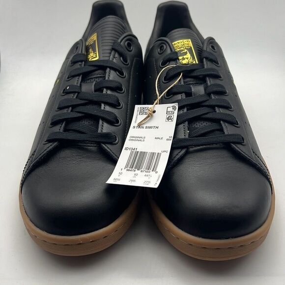 ADIDAS‎ STAN SMITH Core Black Gum LEATHER casual ID1341 Shoes Men 10.5 NWB - Picture 7 of 11